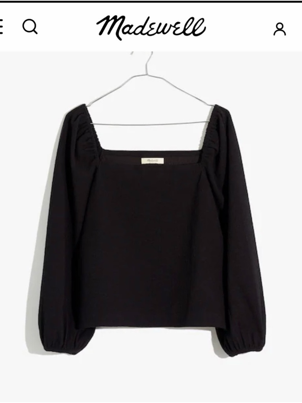 Madewell Crepe Square-Neck Puff-Sleeve Top